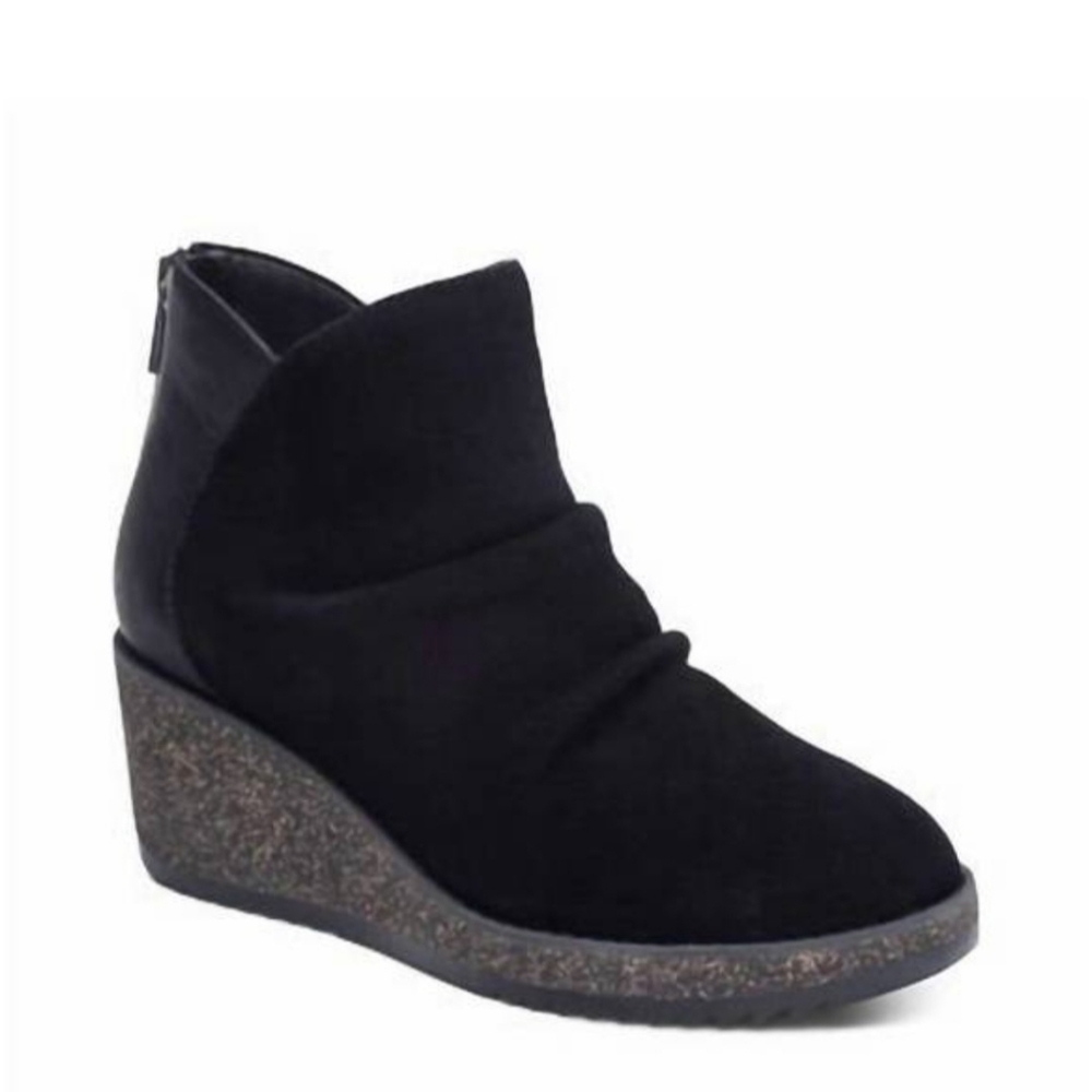 AERTEX Black Kara weather proof wedge boots leather 7 1/2 New Arch Support FALL - Picture 2 of 7